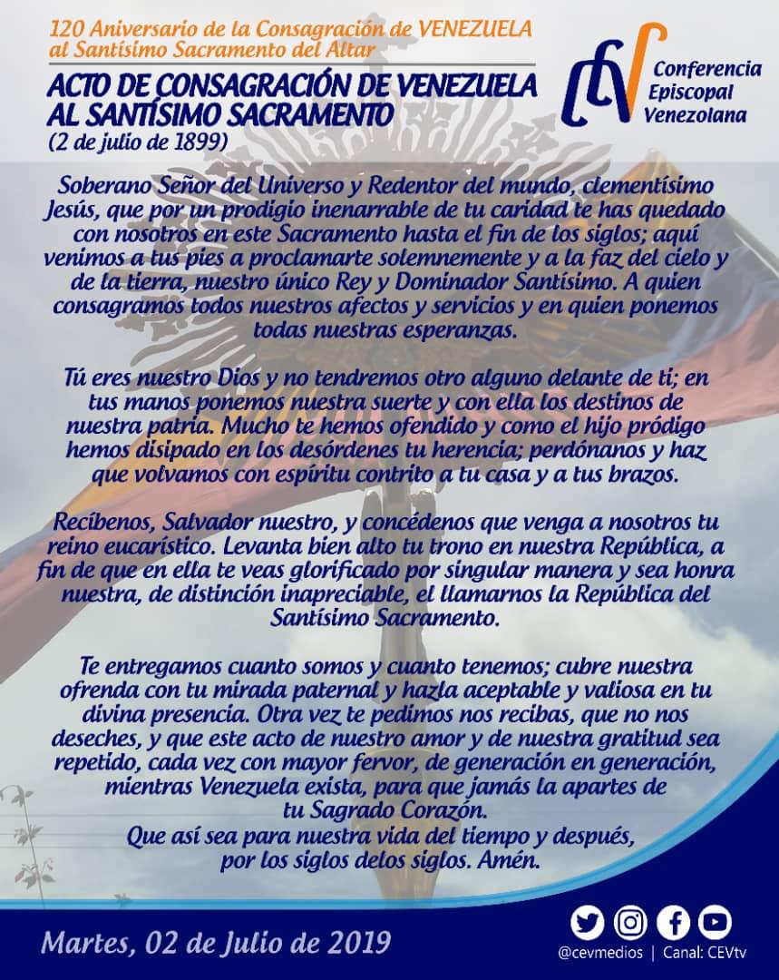 CEVmedios's tweet photo. 120 años de la Consagración de Venezuela al Santísimo Sacramento. https://t.co/7HyIbP8RfG https://t.co/AWOwlnXluN