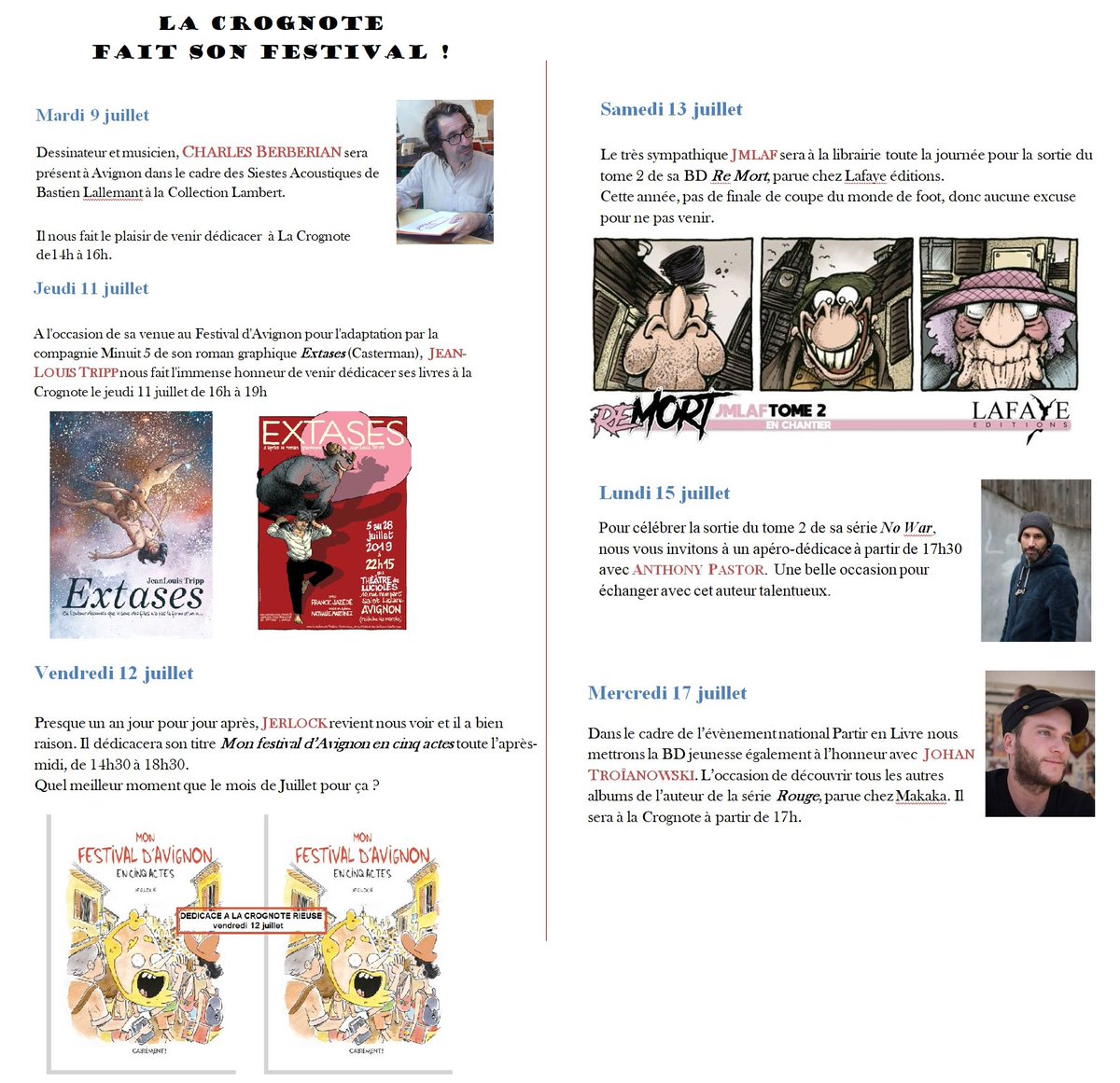 Crognote's tweet image. @Crognote fait aussi son Festival à Avignon facebook.com/pg/librairiecr…