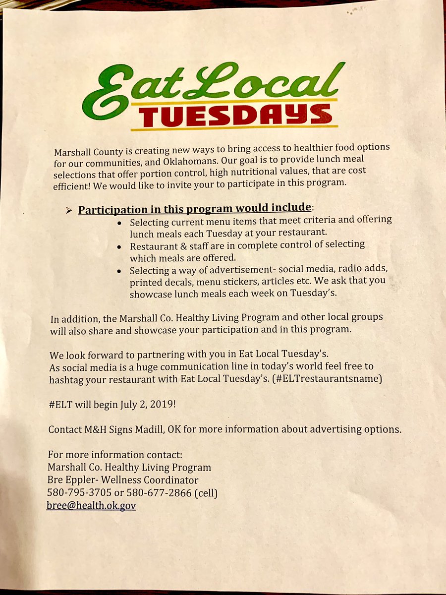 Gecko’s is partnering with the Marshall County Heath Department to promote low fat options when eating out.  

Our Cozumel is three shredded chicken 🍗 tacos.  Served with pico de gallo, sliced avocado 🥑 rice and beans.

#restaurant
#mexicanfood
#laketexoma
#ELTGecok’s