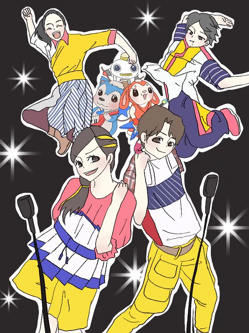 こないだ描いたしずく星バンドも入れてみたら、クソコラ感が出て、ふふふってなった!(*'ω`*)✨ 