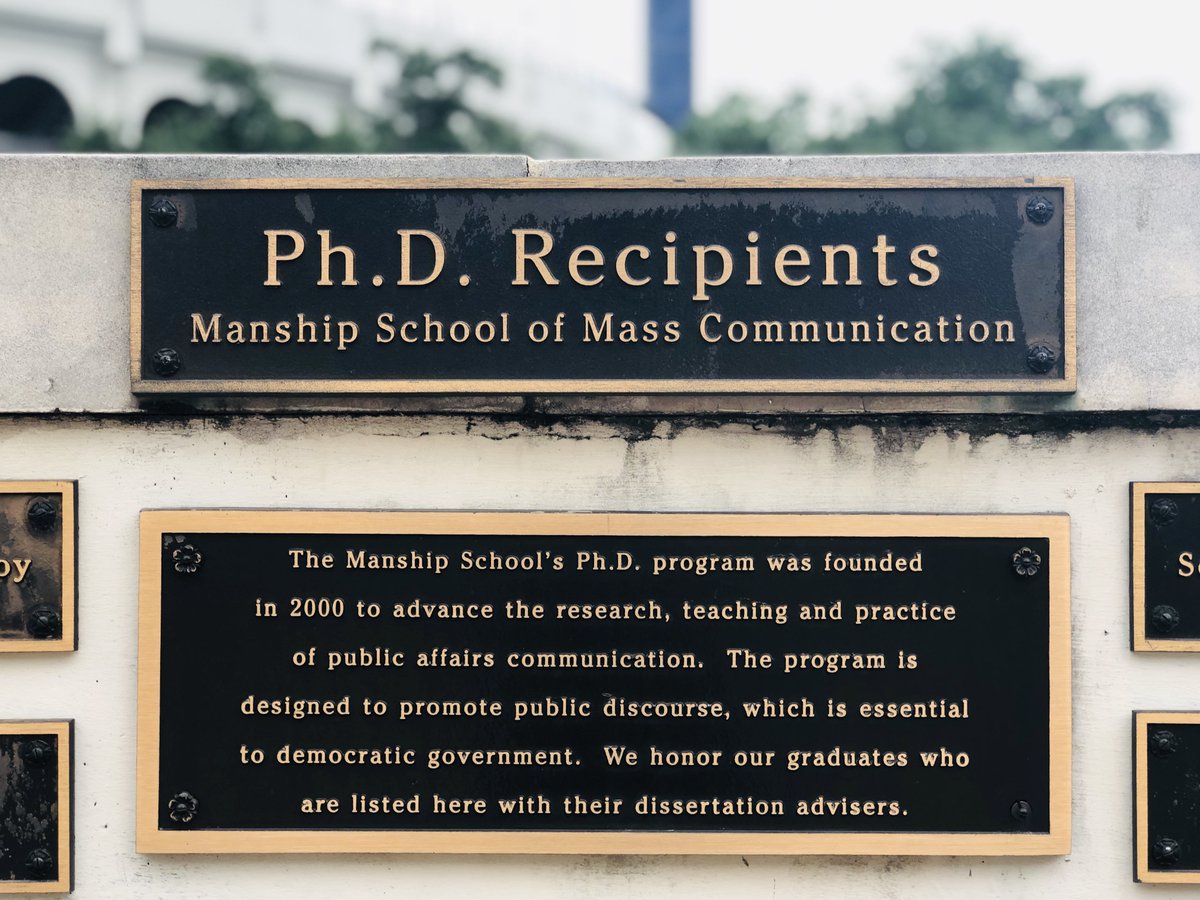 ManshipSchool's tweet photo. Congrats to our May 2019 Ph.D. graduates, Nia Mason and @bbiwr, whose plaques were recently installed on our terrace! #ManshipMade https://t.co/FIcUMEaFmQ