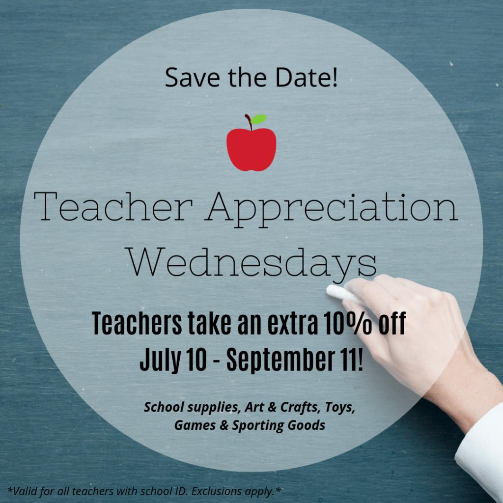 Fred_Meyer's tweet photo. Teacher Appreciation Wednesdays are coming soon! Every Wednesday from July 10 - September 11 teachers will receive an extra 10% off of School Supplies, Arts &amp; Crafts, Toys, Games &amp; Sporting Goods. Get ready for #BackToSchool with Fred Meyer! 👩‍🏫🍎✏️📚👨‍🏫 https://t.co/4bUZzH0WUt