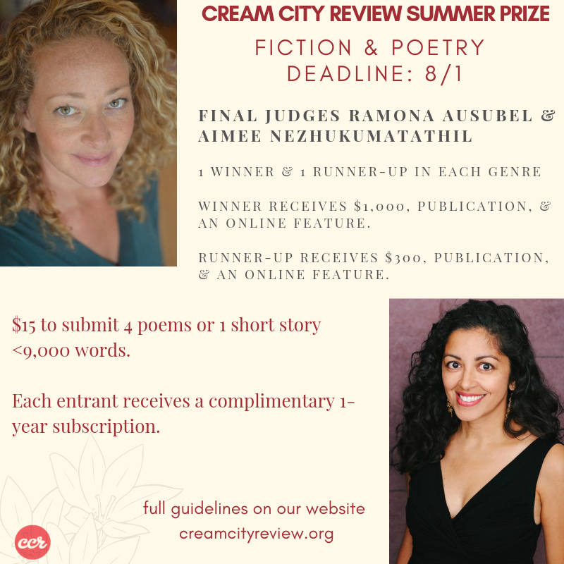 creamcityreview's tweet photo. Hello friends, we're still in the middle of our summer contest! If you share or retweet this exciting news, you'll have the chance to win a CCR care package (includes our current issue). We'll select three random winners by Monday, July 8th. Retweet or share! 😎🎉🎉 https://t.co/CR72PMua22