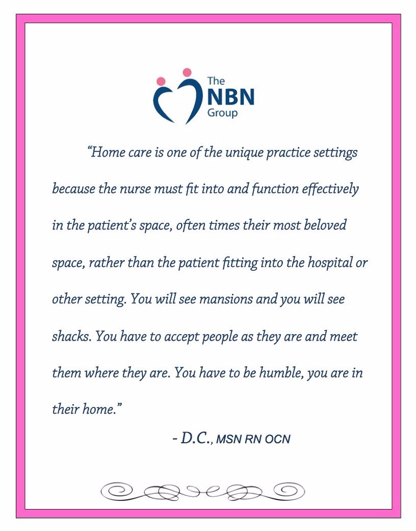 newbornnurses's tweet photo. A nurse at NBN talks about what makes homecare nursing unique. https://t.co/qfhD879FXu
#Nurse #Nursing #nurselife #NurseJobs #homecare https://t.co/KBW2UM7Vur
