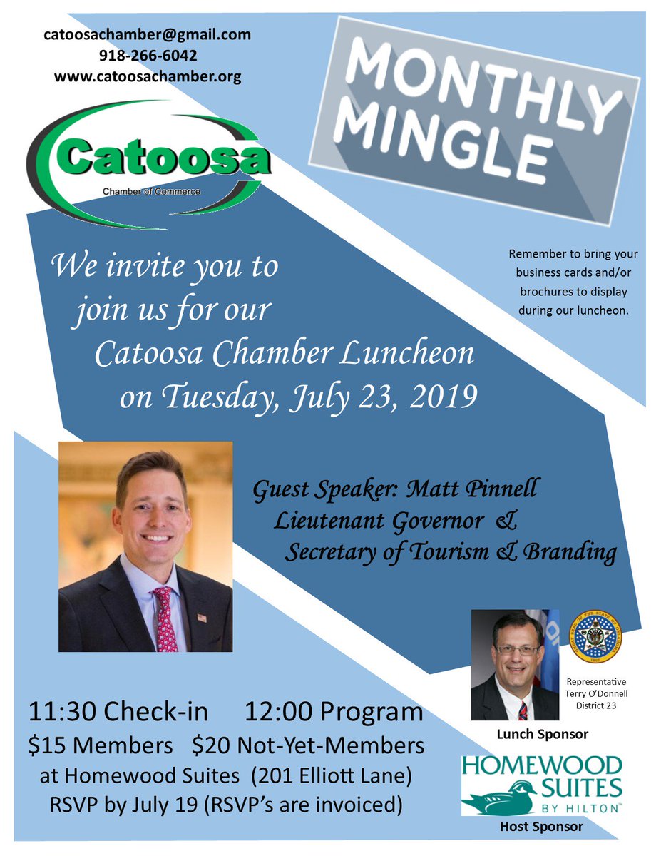 RSVP today! This will be a luncheon you WON’T want to miss! We're having Lieutenant Governor Matt Pinnell as our speaker for our July luncheon! What a blessing!
