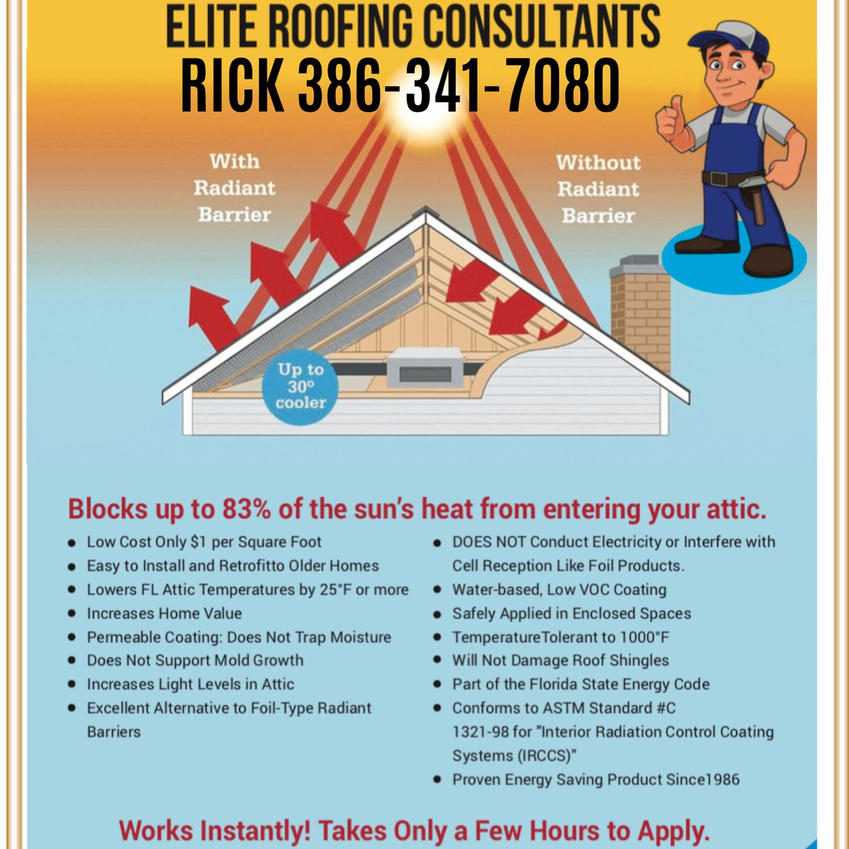 onduvillaroof's tweet photo. Elite Roofing is stirring up something new... PAINT that’s a heat energy SHIELD 🛡 actually keeps your house cooler saving you money 💰 on electric...👍 read the details on post and call for your free consultation by phone or in person 386-341-7080 Rick https://t.co/mF7RlVCYxN