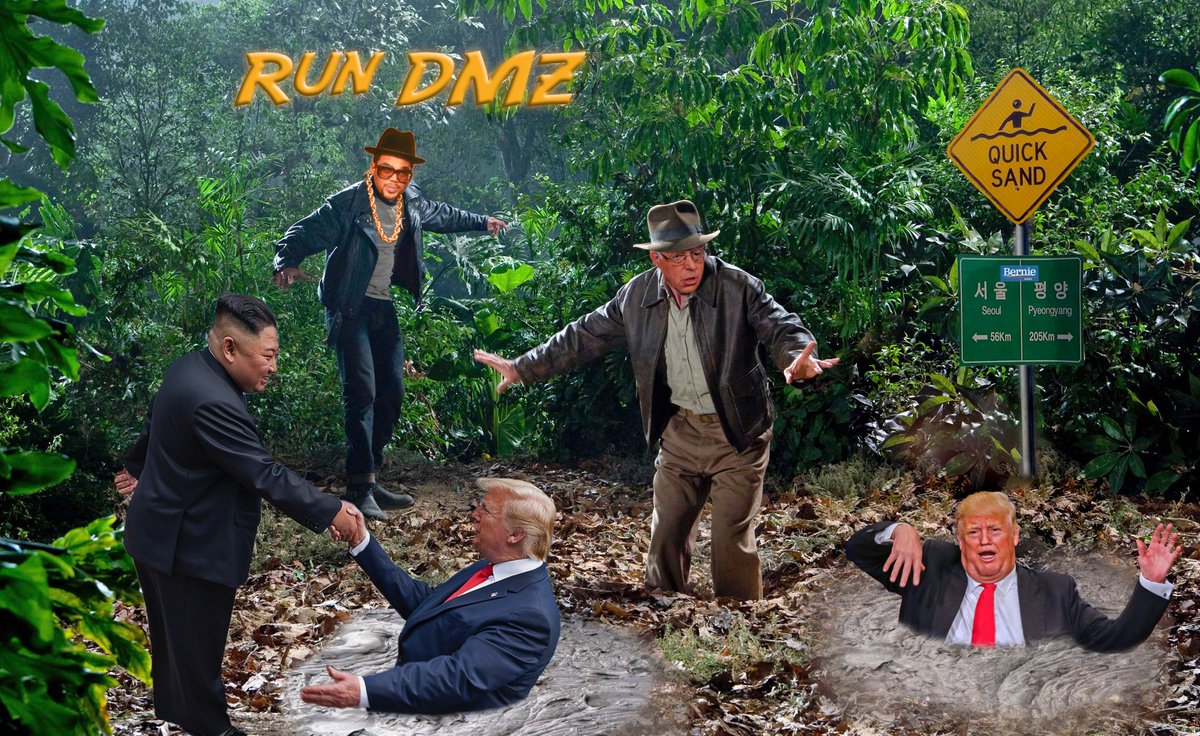 erikjburch's tweet photo. @realDonaldTrump Only #BernieSanders can save America from sinking along with #DonaldTrump!😎
👎🏾 🕺🏾"Down With the King" 👑"It's Tricky!"🎸🎤👨🏾
#DMZHandshake #DMZVisit #DMZ #NorthKorea #TrumpKimMeeting #TrumpKimDMZ #TrumpKimSummit #TrumpKim #KimJongUn https://t.co/EoDNpmXtNf