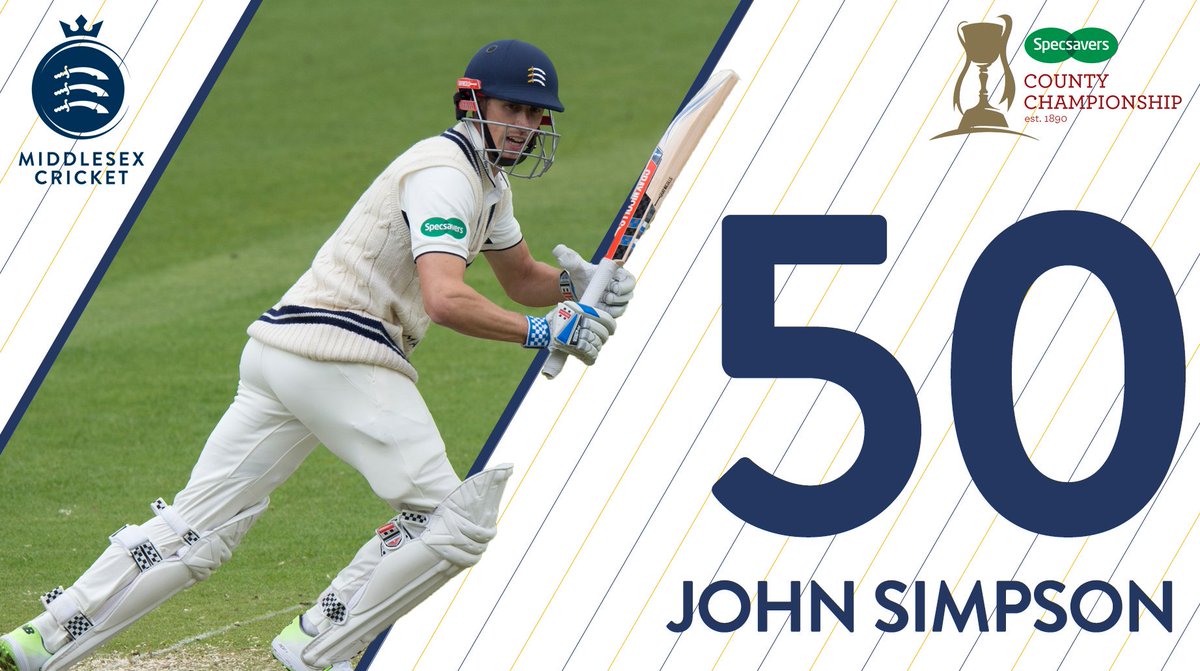Middlesex_CCC's tweet photo. FIFTY FOR SIMPSON!! 🏏🏏

@JohnSimpson_88 moves to 50* from 138 balls with 3x4s.

#TeamMiddlesex 363-6 in the 124th over. 

#battedSimmo 👏👏

#MiddlesexMatchUpdates 🏏🏏 https://t.co/1F2UtpPtgk