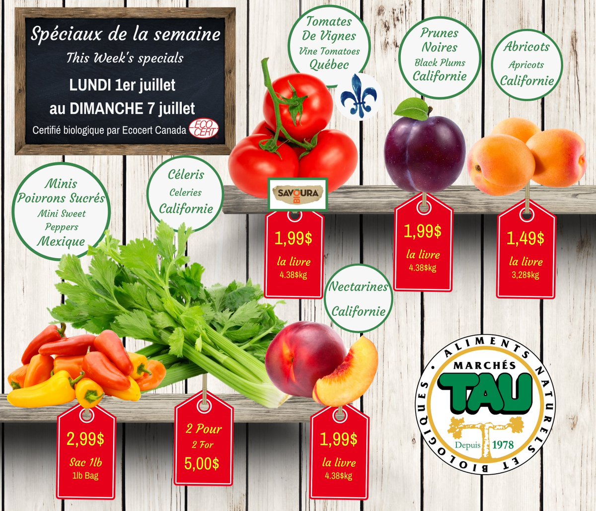 marchetau's tweet photo. Nos #tomates de vignes biologiques du #Québec à 1,99$/lb sont succulentes!🍅 
Merci @TomatesSavoura de les faire pousser avec autant d'amour et de passion 😉.
https://t.co/yrl9IqNLcF
#local #alimentsQC #biologique #ecocert @GroupeEcocert @ECOCERTCANADA https://t.co/kiB34Ih4yF