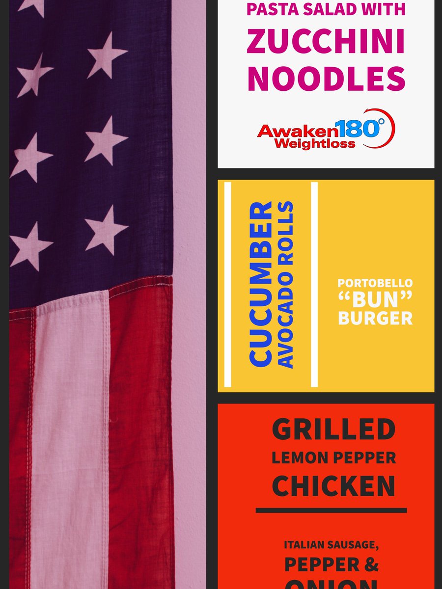 Awaken180's tweet photo. Have you picked up a July 4th recipe packet yet? Don't forget to stop in one of our offices to pick one up or call and inquire about it. Make your July 4th a fun and easy one #july4th #awaken180 #lowcarb #easyrecipes #lowcarb #weightloss https://t.co/OSteVRJWMY