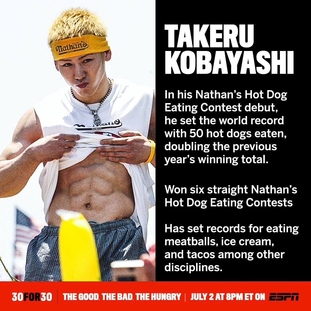 espn's tweet photo. Joey Chestnut x Takeru Kobayashi
The biggest names in competitive eating now have their own @30for30 🌭 https://t.co/6uhjUbYPv8