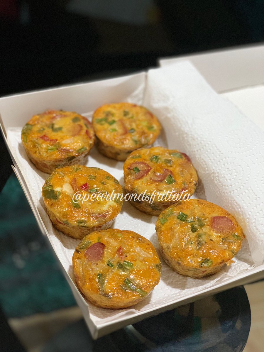 Pearlmonds's tweet photo. Grab our 6pcs Sausage Frittata muffin pack for 25 cedis only🤩🤤. Please call 0501233207 or 0501233207. There’s beef, bacon, mushroom Frittata and more💃🏽. Please Retweet😩. My customer is definitely on your TL😍. #Frittata #Sausagefrittata #Frittatamuffins https://t.co/uZkop1ZoG8