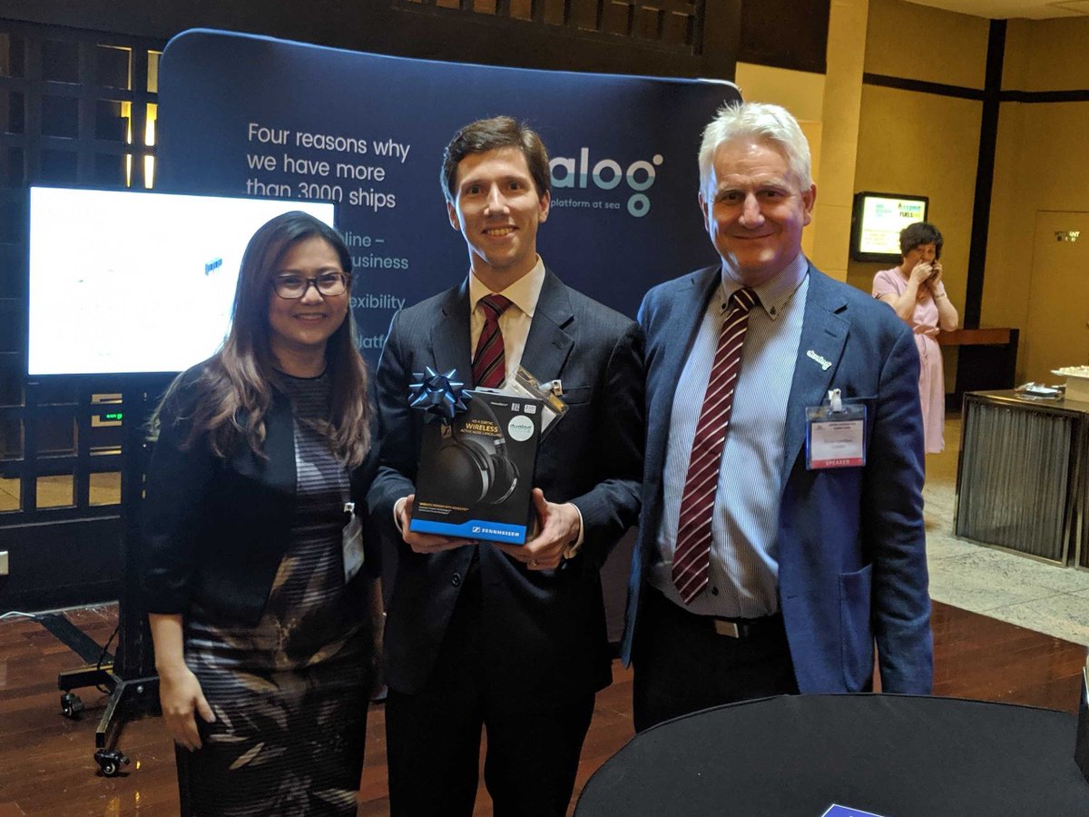 Dualog_News's tweet photo. Inspiring days in Shanghai last week at the #MarineDigitalisationSummit China 2019. Congratulations to Mr Haymon Sinapius of Bernhard Schulte (S) Holdings Pte Ltd for winning the Dualog lottery, here with CEO Morten Lind-Olsen and GM of Asia, Kris Ang. #YourDigitalPlatformAtSea https://t.co/5c6OLSdFEq