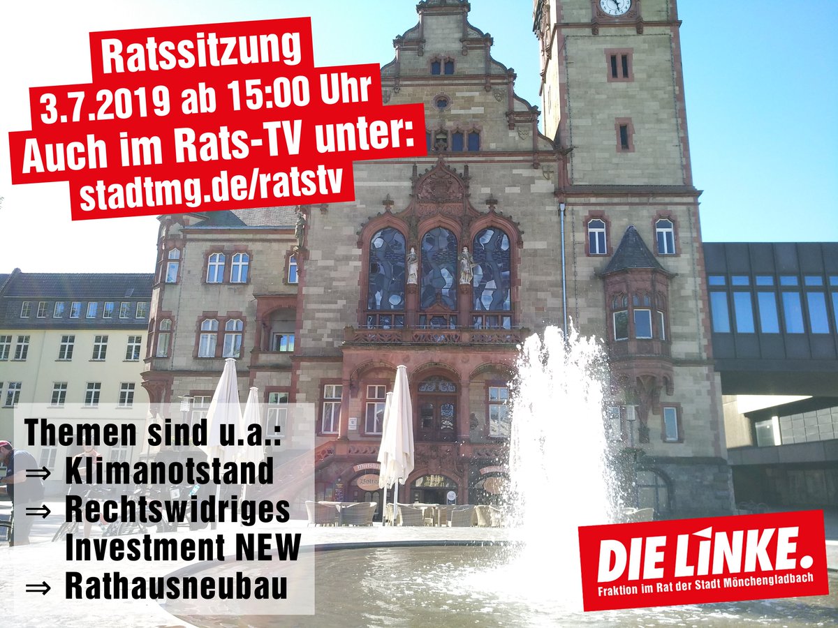TorbenSchultz's tweet photo. Stockt die Popcorn & Cola Bestände auf, morgen ist #RatMG, es könnte hoch hergehen! Wer nicht kommen kann, schaut #RatsTV:
https://t.co/vOwBZfEQW5
Zu den Themen #Klimanotstand, #NEW & #SVENgate so wie dem #Rathausneubau schreibt #LINKE #MG was auf #FB:
https://t.co/YCEg2Ojj2v
!B https://t.co/K3qbWBlicD