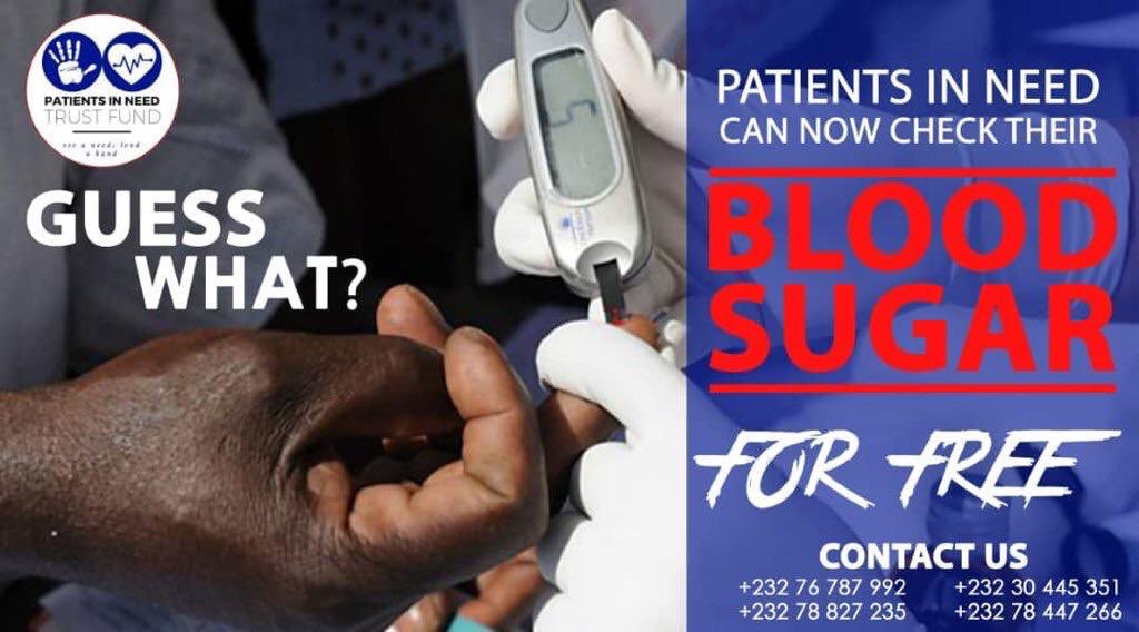 Pintrustfund's tweet photo. Today we got a brand new glucometer from a pure heart. With this, Patients In Need at Connaught Hospital can now check their BLOOD SUGAR FOR FREE!
For more info. contact us on: +232-75-013104/+232-30-445351
#HealthForAll #SeeANeed #LendAHand https://t.co/5mUEnwNIcj