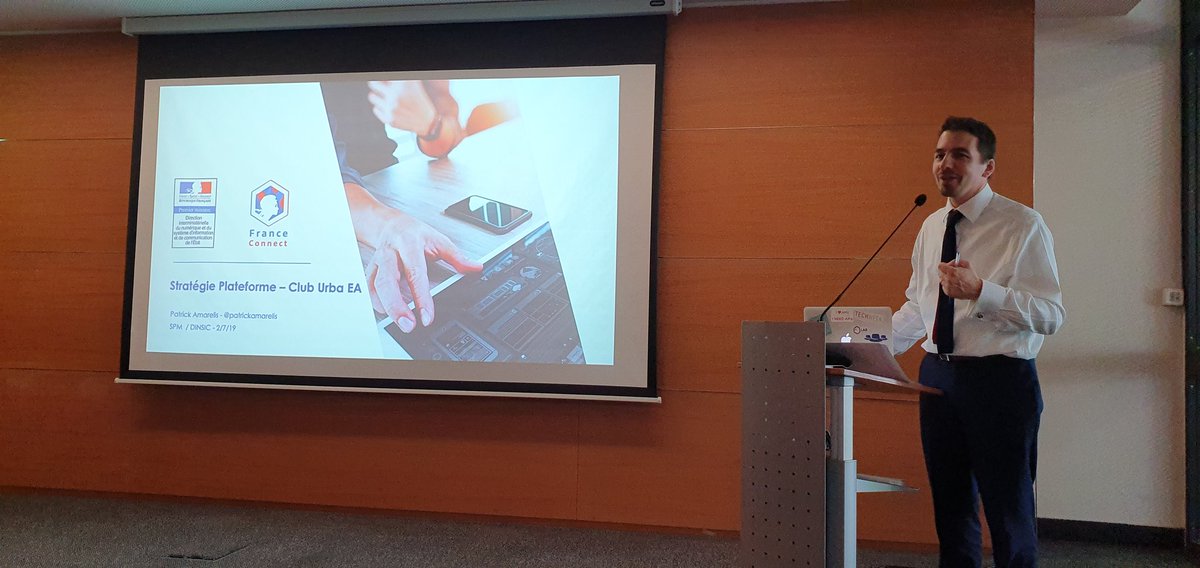 mmaudet's tweet photo. Début de l'après midi plateformisation organisée par @UrbaEA où je présente @AwesomePaaS et notre vision #OpenPlatform avec un RETEX de notre client @FDJ. On stage, @patrickamarelis de la @_DINSIC sur la stratégie État Plateforme. #gafamFREE #opensource https://t.co/YJvBAZ9yuQ