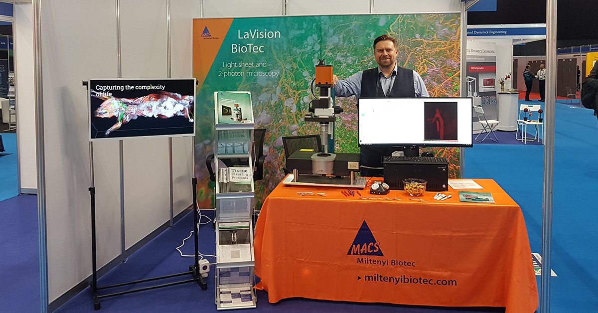 LaVision_BioTec's tweet photo. We are in Manchester at #MMC2019 this week! If you're looking for a chat about #2photon or #lightsheet microscopy, come over to booth 607. https://t.co/LM5nxymGSK