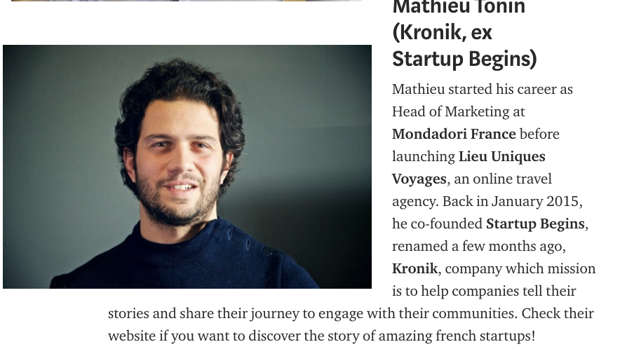 TechstarsParis's tweet photo. And the #Newmentors of the day are:
** Full article: https://t.co/lp0XCZ5SAe **

➡️ Sylvain Utard (@sylvainutard) VP of Engineering @algolia,
➡️  Mathieu Tonin (@mathieu_tonin) Cofounder @meetkronik (= ex @startupbegins)
➡️ Eliott Jabès, cofounder @stockly_ai #TechstarsAlumni https://t.co/gt15RtwUHS