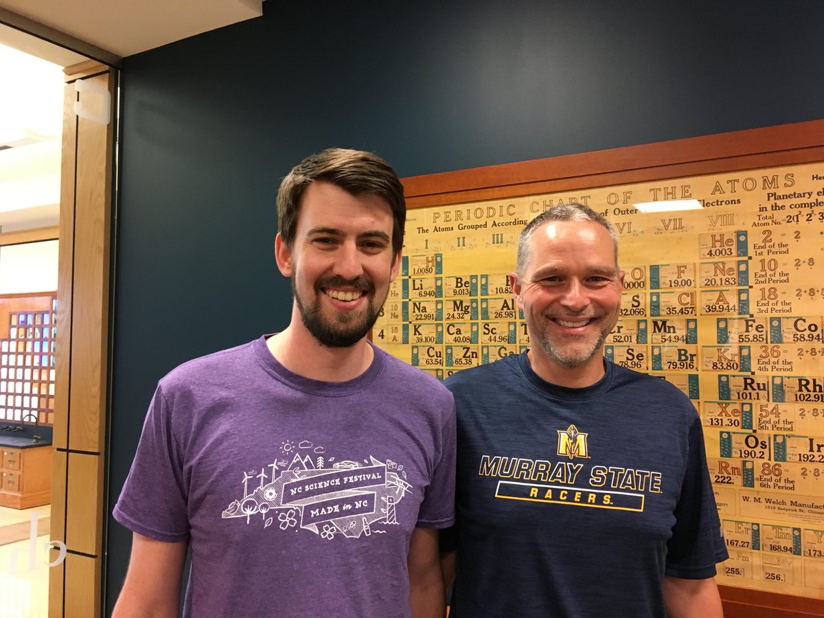 Racerbiochem's tweet photo. It was great seeing Future Dr. Sam Pellock (PhD, Aug. 6th from UNC) on the @murraystateuniv campus last Friday.  Just one example of the complete RACER experience preparing students for their next adventure, and now his next adventure in Seattle @UWproteindesign https://t.co/d7FG7TrYiI