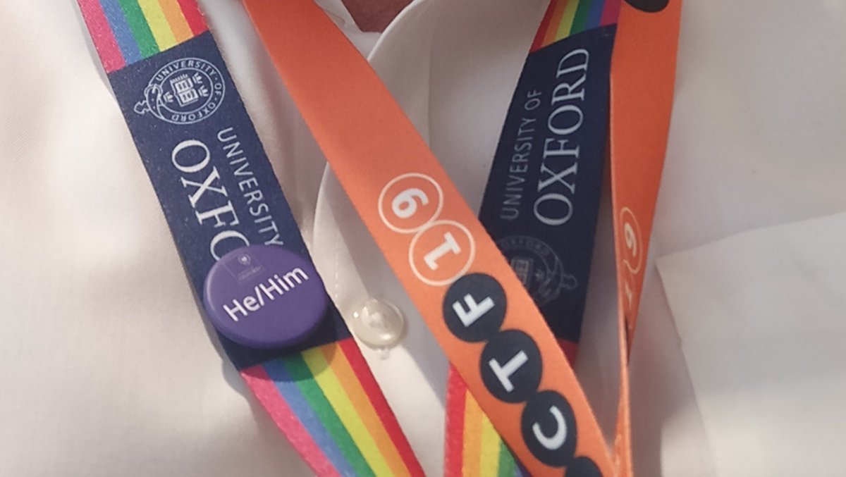 tonybrett's tweet photo. I've perhaps got a bit lanyard-tastic but I am loving the pronouns badges at #ictf19 today.  What a great idea! #lgbtrolemodel #lgbtallies I shall continue to wear it. https://t.co/iPLF84vBnw