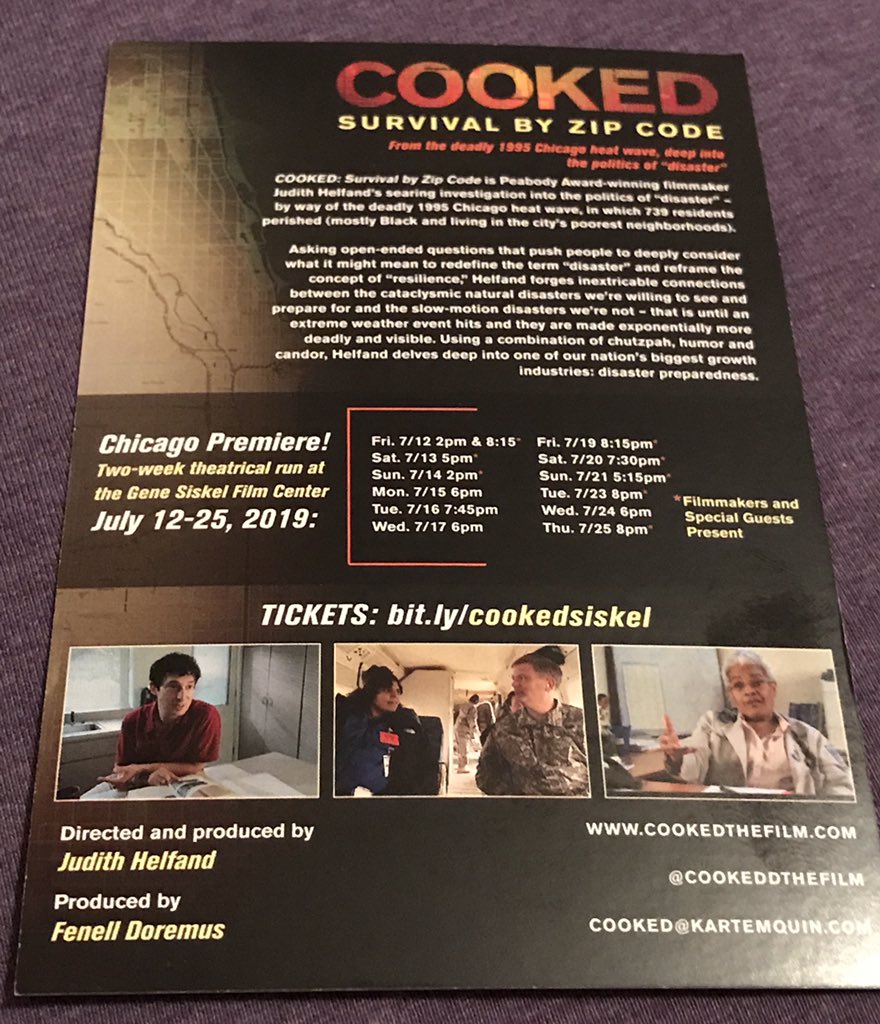 englewoodelaine's tweet photo. @natalieymoore @WBEZmorning @dmunar @watkinshayes @judithhelfand @djterryhunter I saw @CookedTheFilm You should plan to see it, too. And listen in to @Natalieymoore Great doc about #1995heatwave. Nearly 750 died due 2 natural disaster that should’ve received better manmade response “Did folks die of heat or social conditions?” https://t.co/VQLVgCArMH