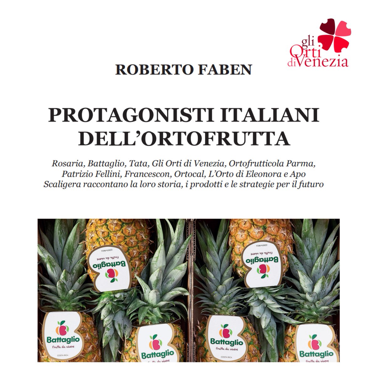 GliOrtiVenezia's tweet photo. Cercate una piacevole lettura per l’estate? In “Protagonisti italiani dell’ortofrutta” Roberto Faben racconta la storia di dieci aziende ortofrutticole: un coinvolgente viaggio in uno dei settori che ci contraddistingue in tutto il mondo. https://t.co/1vSacDUYfx