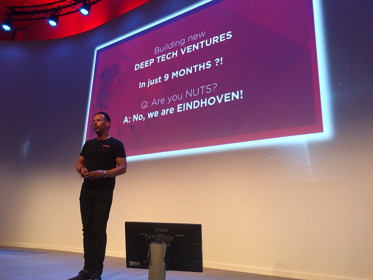 #XLDAY is under way! <a href="/GuusFrericks/">Guus Frericks</a> tells a full auditorium what <a href="/Hightechxl/">HighTechXL</a> is all about: #deeptech sourcing and #venture building in just 9 months. Are we NUTS? No, we’re in #Eindhoven.