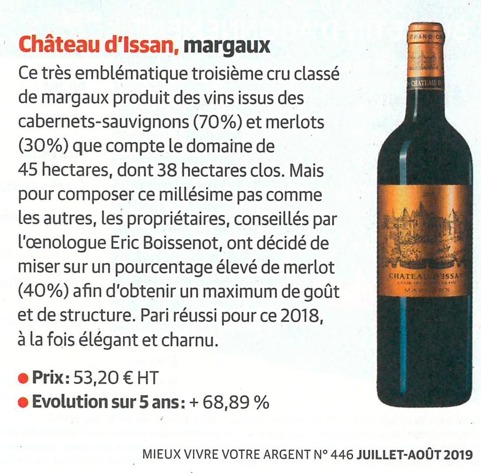ChateauIssan's tweet photo. Le @ChateauIssan fait partie de la sélection des crus primeurs 2018 à mettre en cave selon le magazine Mieux vivre votre argent "(...) 2018, à la fois élégant et charnu." 🍷 #primeurs #bdx18 #enprimeur #chateaudissan https://t.co/asPX77di2t