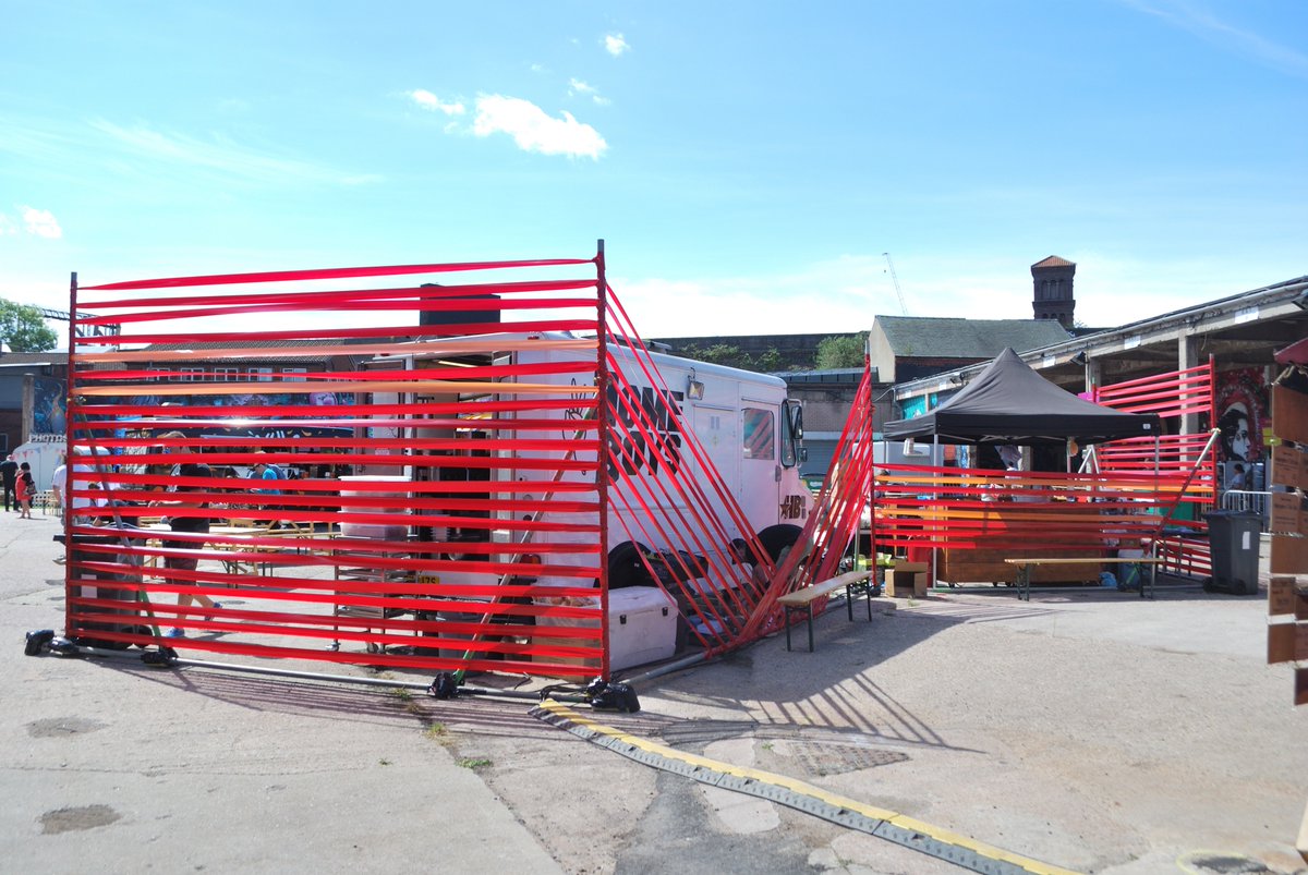 ShinyPeople_'s tweet photo. Outdoor events can be tough to decorate with little to attach to. For DDC vs KERB last summer we made these scaffolding pole ribbon structures combining Digbeths industrial theme with vibrant colour, if you're struggling with your space, get in touch for your own bespoke design! https://t.co/d7Y9ouIhJx