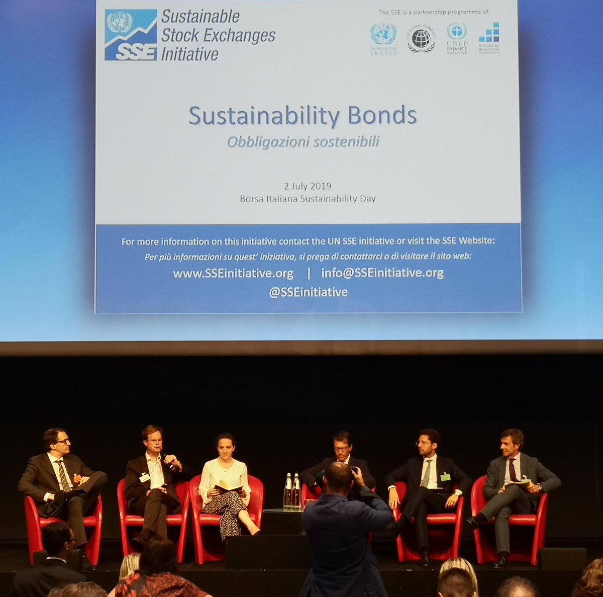 "Sustainability is not about aspirations, it is necessary. Green and sustainable bonds are a special product that allow every Sustainable Development Goal to be addressed", SSE coordinator Anthony Miller @BorsaItalianaIT for the #ItalianSustainabilityDay2019 today in Milano
