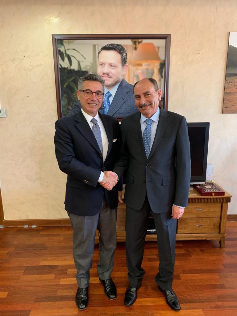 Italian_Arab's tweet photo. JORDAN - #Italian-#Jordanian #business meetings continuing today! Mr. Pietro Paolo Rampino, #JIACC Vice-President, with H.E. Falah Abdullah Al-Omosh, Minister of Public Works &amp; #Housing of #Jordan! #strongertogether https://t.co/mA7LJQDeja