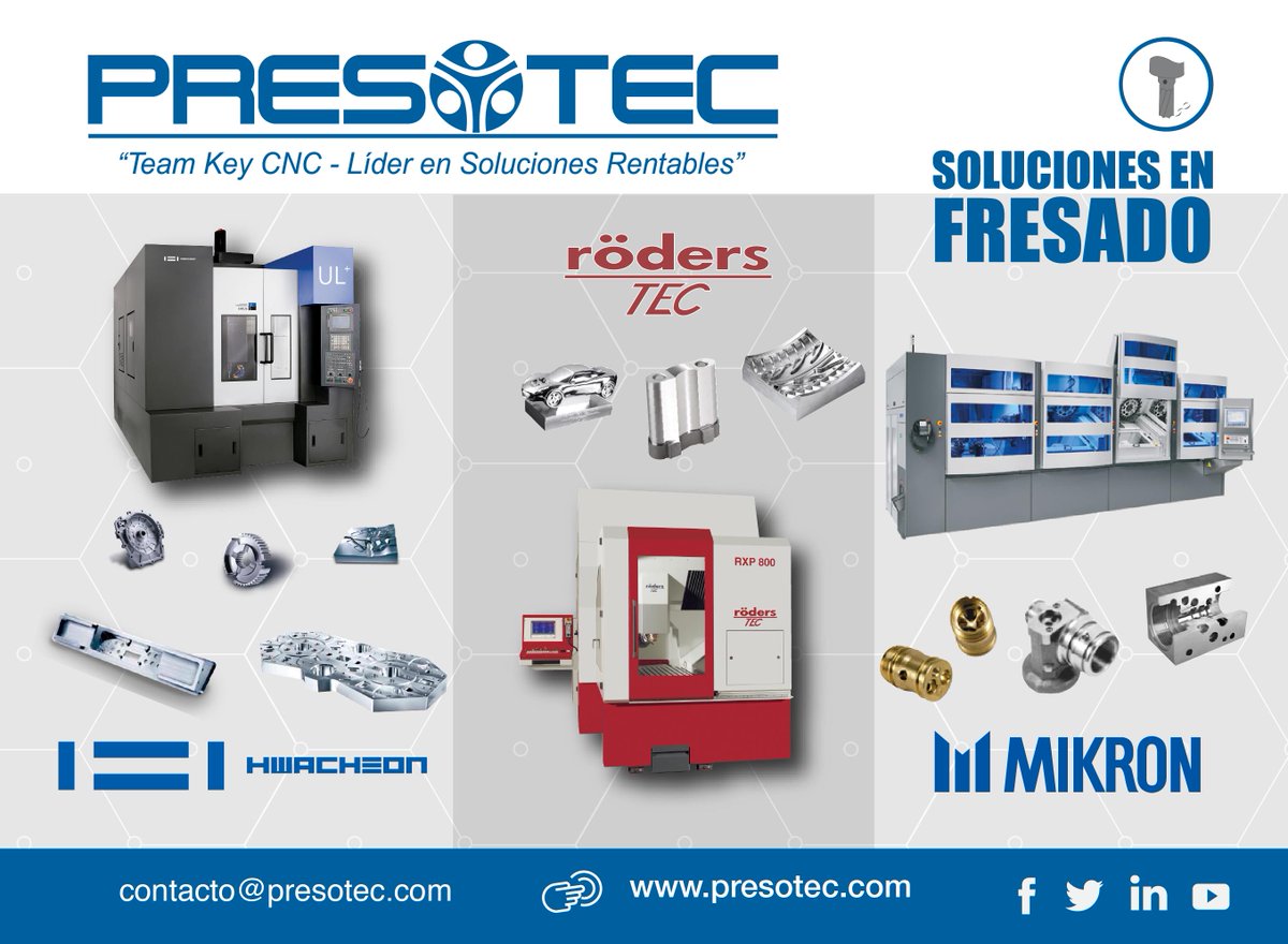 presotec's tweet photo. Si lo que buscas son centros de maquinado con el mejor rendimiento y calidad, pregunta por nuestras marcas representadas #hwacheon #röders #mikron #centrodemaquinado #fresado #teamkeycnc #líderensolucionesrentablesCNC #líderensolucionesrentables #presotec https://t.co/hSS7deYtO1 https://t.co/B26kEAa0IF