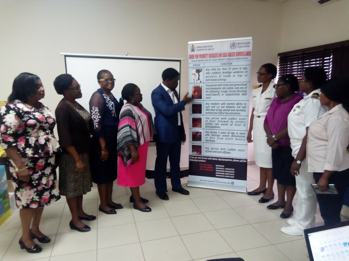 CrossRiverPHEOC's tweet photo. Presenting the most priority Diseases on Case-Based Surveillance Banner to the Nigerian Navy Medical Center. #WHO #STATE EPID #HEALTH EDUCATOR ##THE COMMANDER and others. https://t.co/5skdndzCtU