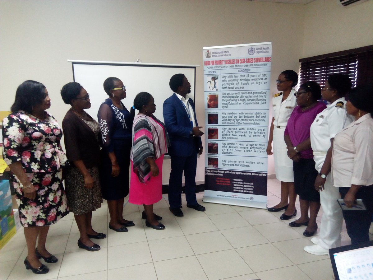 CrossRiverPHEOC's tweet photo. Presenting the most priority Diseases on Case-Based Surveillance Banner to the Nigerian Navy Medical Center. #WHO #STATE EPID #HEALTH EDUCATOR ##THE COMMANDER and others. https://t.co/5skdndzCtU