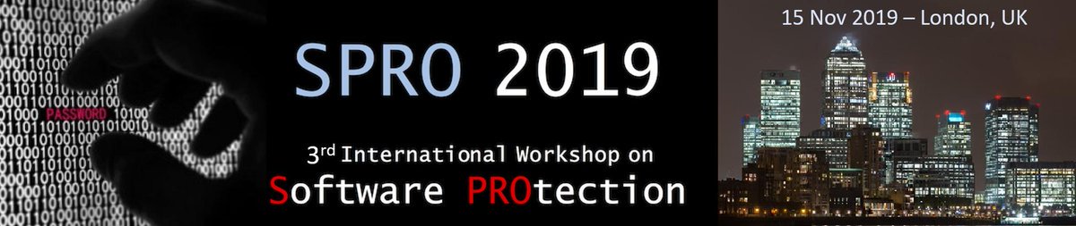 SproWorkshop's tweet photo. CFP DEADLINE EXTENDED
Call for Papers for 3rd International Workshop on Software PROtection is now extended until July 14th. 
This year's SPRO is taking place at ACM CCS in London, November 15th!
Details on CFP https://t.co/ocOYna5ahe  
#SPRO2019 @acm_ccs #CCS19 https://t.co/hjhlRlQBgH