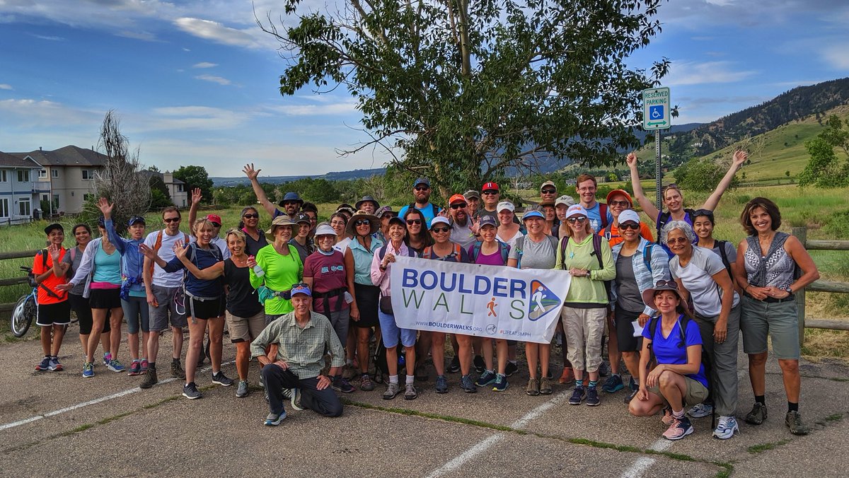 BoulderRamblers's tweet photo. @BoulderWalkBike was a blast! We ended the month by walking 26 miles around the city with 60 people on Saturday's #Walk360 Slow Marathon. Thanks to all who joined us, and to @PedestrianShops, @downtownboulder, @WallarooHats, @ProtosPizza &amp; @bouldergobldr for support! #Lifeat3mph https://t.co/rRBPXjLSB4