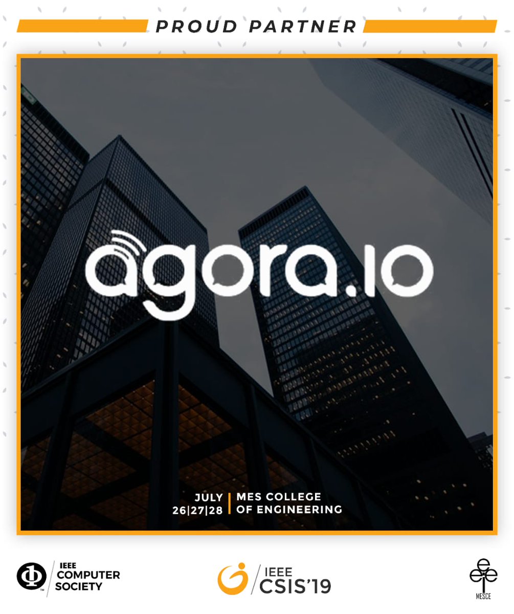ieeecsis's tweet photo. We are proud to present the next partner for IEEE Computer Society India Symposium, Agora. Join this circle at CSIS'19 at MES College of Engineering during 26th - 28th July 2019.
Register: https://t.co/furpZ07W2m 
#ieee #ieeecs #ieeecsis #csis19 #ieeesbmesce #ieeecssyp https://t.co/VLIg4uIL4e