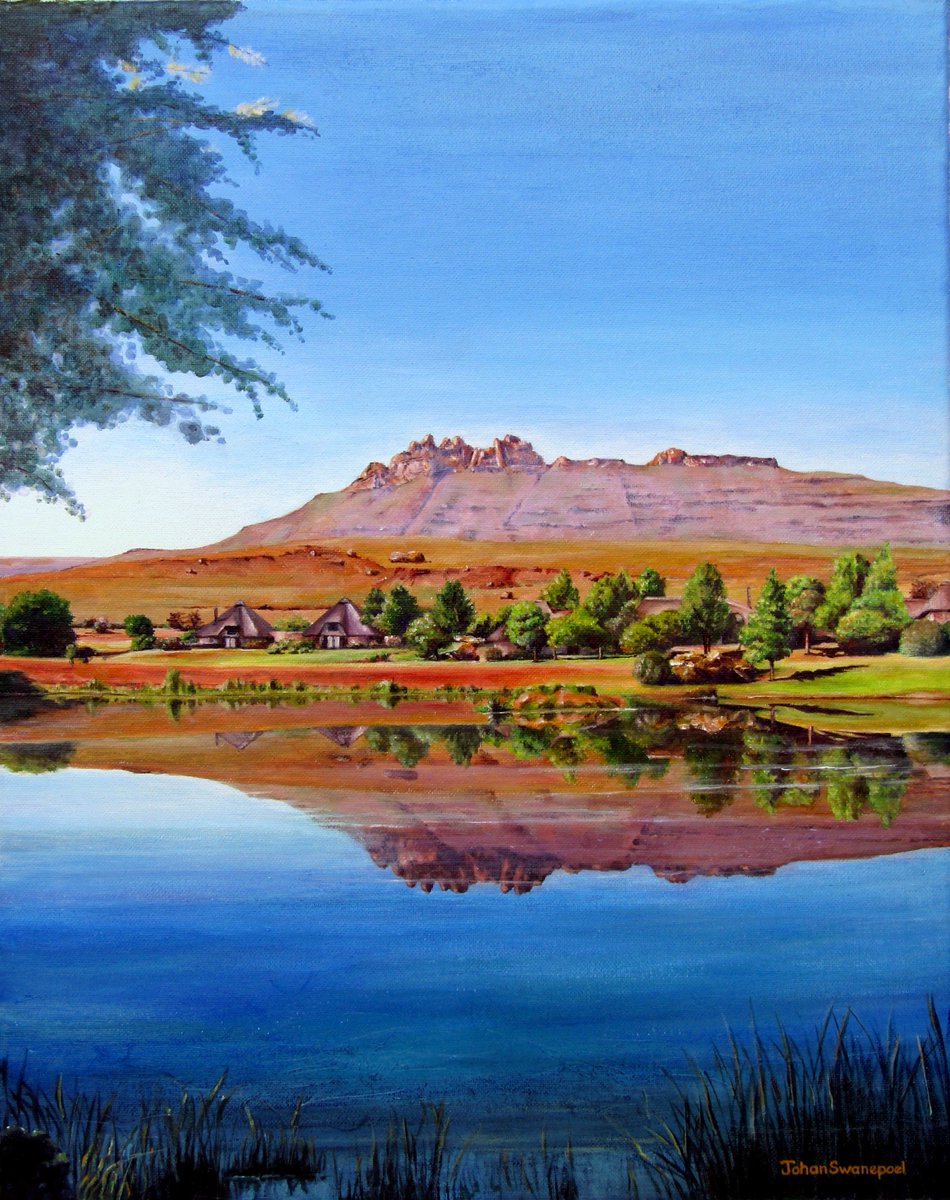 CastleburnSA's tweet photo. An incredible painting of our beautiful resort by one of our most cherished guests Johan Swanepoel 😍 Thanks so much for capturing the essence of Castleburn in your wonderful work 🏞  #LegacyHotels https://t.co/eD3qUTxJgj