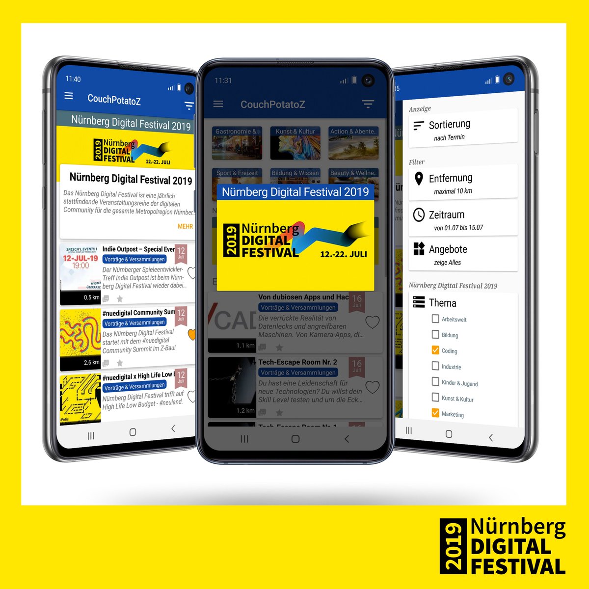 Nürnberg Digital Festival (@nuedigital) on Twitter photo Auf geht's, ihr <a href="/CouchPotatoZ/">CouchPotatoZ</a>! Ab sofort könnt ihr euch mit der Android-App alle #nuedigital Events in eurer Nähe anzeigen lassen, sie favorisieren, euch anmelden und sie im Kalender abspeichern 💛 Zum Download bei: couchpotatoz.de Auf geht's, ihr <a href="/CouchPotatoZ/">CouchPotatoZ</a>! Ab sofort könnt ihr euch mit der Android-App alle #nuedigital Events in eurer Nähe anzeigen lassen, sie favorisieren, euch anmelden und sie im Kalender abspeichern 💛 Zum Download bei: couchpotatoz.de