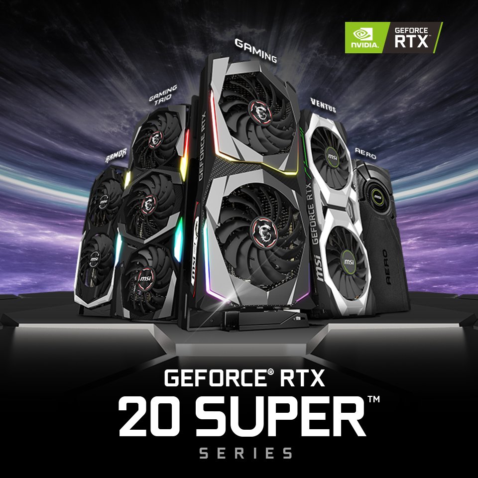 msigaming_de's tweet photo. Welche Grafikkarten haben eine SUPER Kühlung, ein SUPER Design und SUPER Leistung?

Richtig, die neuen GeForce® RTX 20 SUPER™ Grafikkarten! 🤓 https://t.co/5S61auPgVP