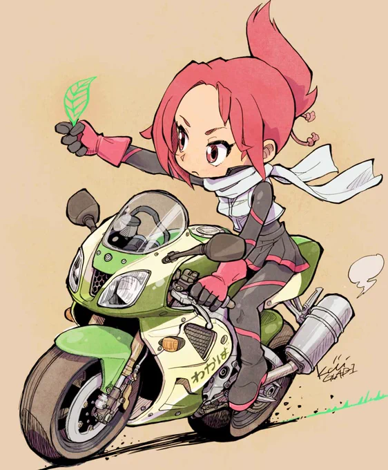 キャビンとかマルボロとかの広告の入ったレースのバイクがあったので、「わかば」というタバコのバイクをデザインしてみた。#ケムリクサ 