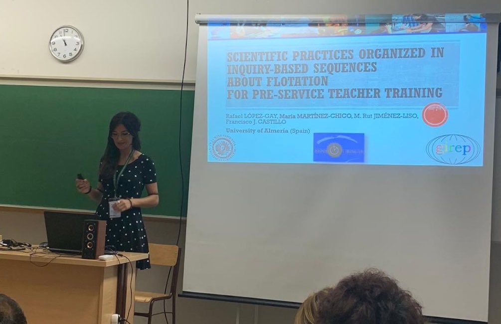 sensociencia's tweet photo. María Martínez Chico de @sensociencia en #girep #budapest 
Scientific practices organized in Inquiry-based sequences about flotation for pre-service teacher training
Rafael LÓPEZ-GAY, María MARTÍNEZ-CHICO, M. Rut JIMÉNEZ-LISO, Francisco J. CASTILLO https://t.co/BYu7ObXXE7