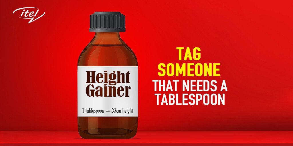 itelNigeria's tweet photo. A tablespoon of what is inside this bottle will increase your height by 33cm.๐ Tag someone that needs a tablespoon. Leggo!
#TagThemTuesday
#TuesdayGames https://t.co/71FkU6dp6y
