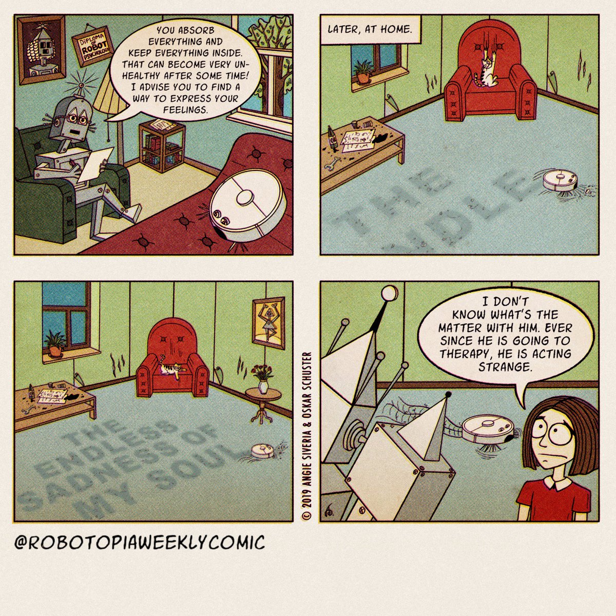 robotopiacomic's tweet photo. Some robots need psychological help, too. #makecomics @supportcomics @promotecomics #webcomics https://t.co/Z6OsyAiCTs