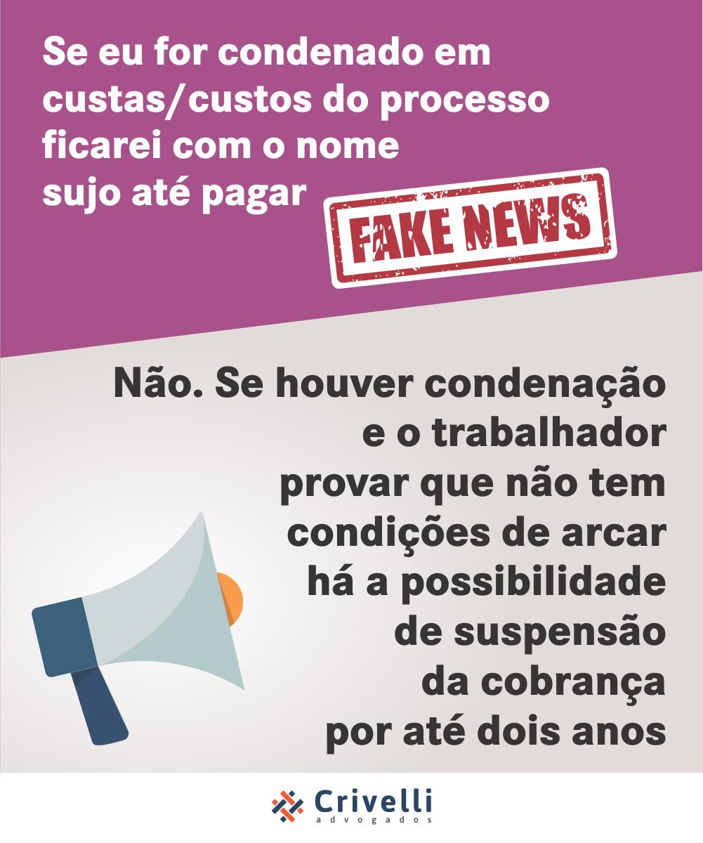 crivelliadvoga1's tweet image. #verdadeoumentira #fatooufake #custasprocessuais #direitostrabalhistas #CLT #direitoscivis #crivelliadvogados