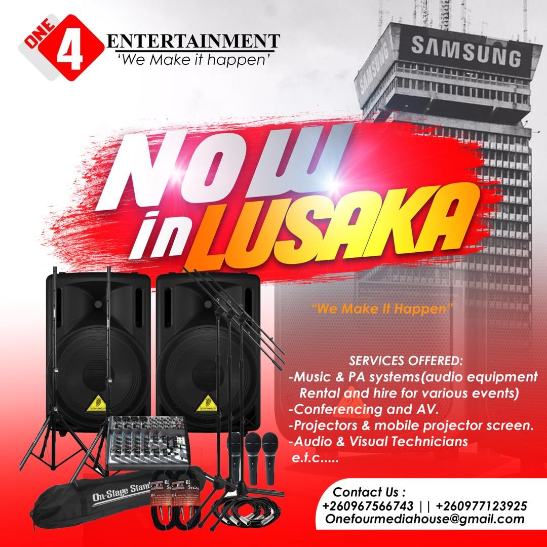 OneFourMediaZM's tweet photo. Ladies and Gentlemen we are thrilled to officially announce the opening of our new branch in Lusaka.

A new age rental of Audio, Visual, Lighting and Stage Management for your various Events.

#onefourentertainment #onefourmediahouse #zambia #onefourmedia #events #lusaka https://t.co/O5MXpK9mOb