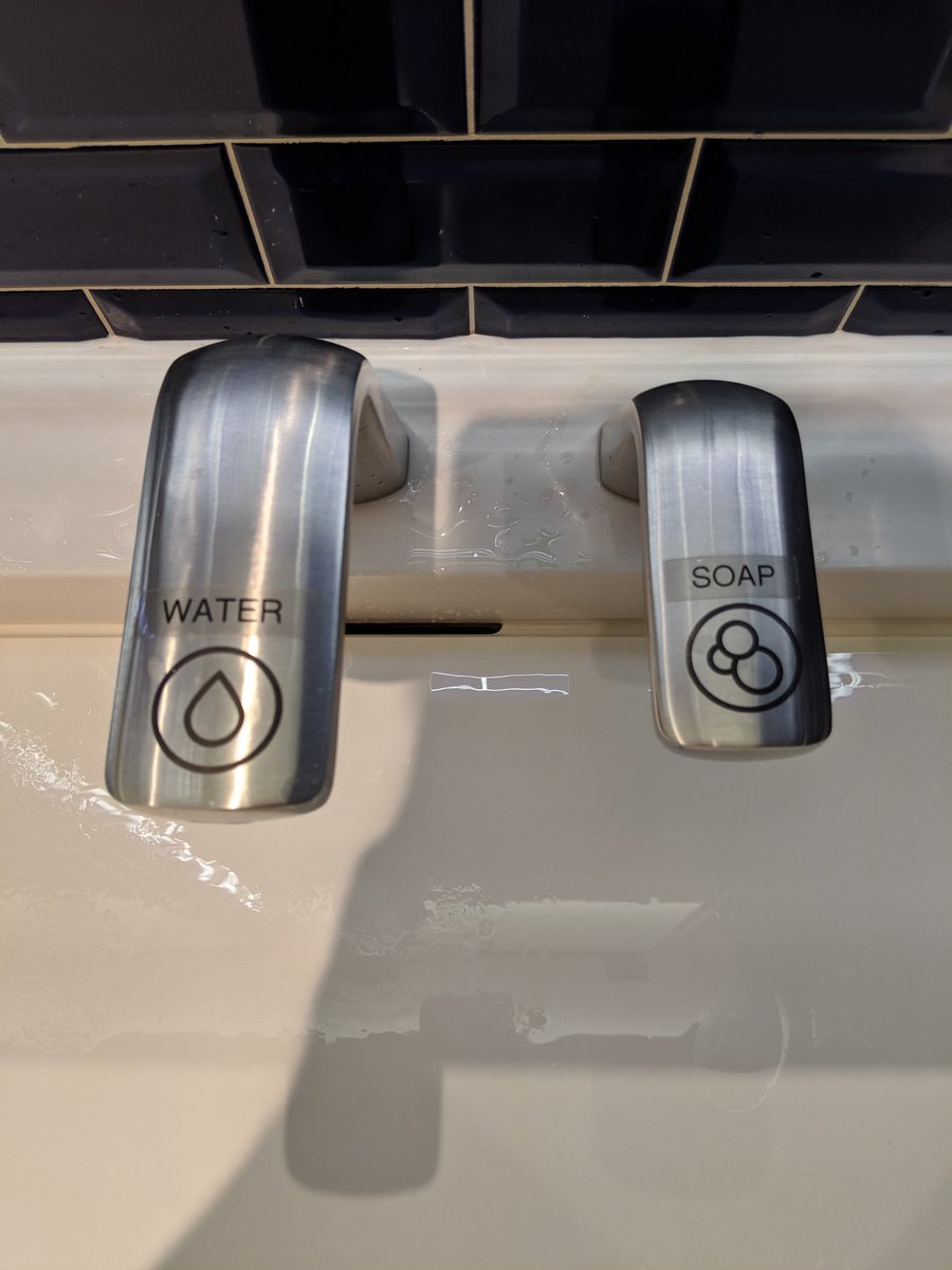 Christina__B__'s tweet photo. Came across this over the weekend. If users are adding stick-on labels to a faucet, what does that say about your iconography? 🤦♀️
#designinreallife #ux #icons https://t.co/DqNSknsJTJ