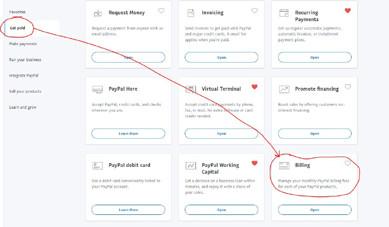 FRSczz's tweet photo. C'mon @PayPal, How can "Billing" be under the "Get paid" section??? You can not imagine how hard was to find this 'cause you have to scroll down to see it (laptop sreen). #layout #design #ui #sucks https://t.co/20ZrM42MsP