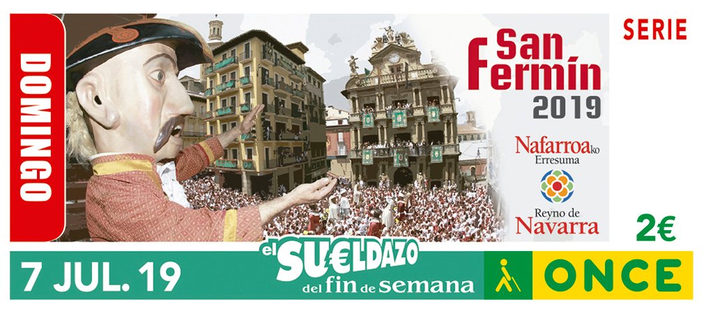 🎫🍀 ¡El cupón de la <a href="/ONCE_oficial/">ONCE</a> del 7 de julio será de temática #SanFermin|era!
Sus protagonistas serán la despedida de la Comparsa de Gigantes y Cabezudos en la Plaza Consistorial y el Coletas
¡Muchas gracias!
+INFO: [CAS] bit.ly/2RMijcD