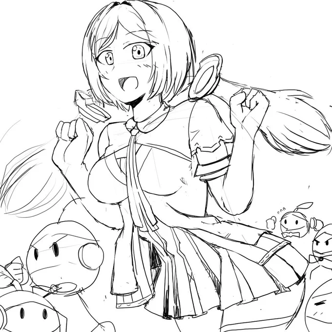 こんな感じのアキロゼちゃんのお祝いイラスト描き描きしてるであります 